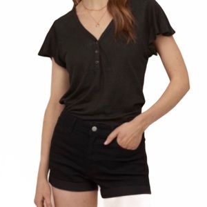 H&M Black Cuffed Cutoff Denim Shorts Size 6